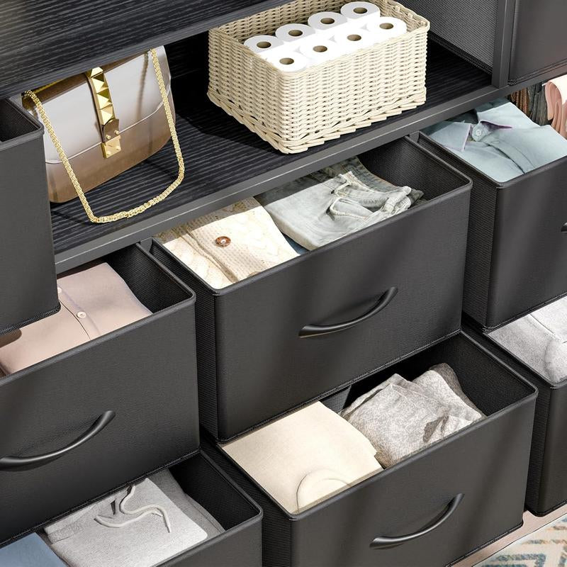 8 Drawer Dresser with LED Lights Fabric Storage Tower for Bedroom Living Room Closet or Hallway Stylish Organizer with Spacious Drawers and Modern Design