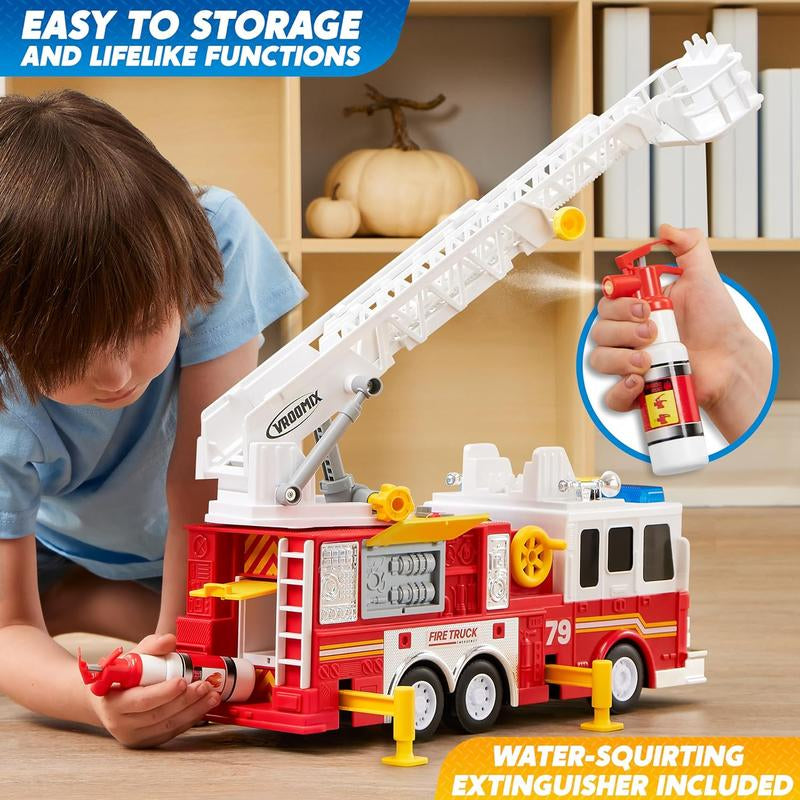 2025 Toys for Kids Extra Large Fire Truck Toys with 33-Inch Ladder Lights, Sirens, and Realistic Features Perfect for Boys & Girls Birthday Gifts for Kids Kids Outdoor Play Tiktokshopbacktoschool