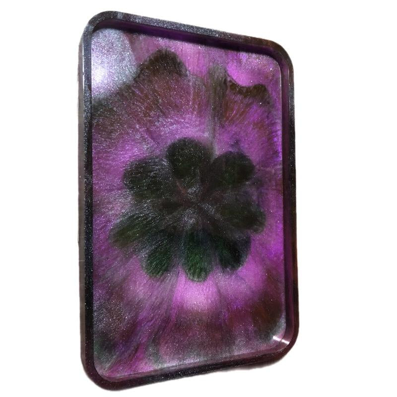 Mudita Colorful Distorted Flower Tray Resin Tray/Dish 9 X 6.5 X0.5 Inches - Home Supplies - Breakfast Trays -Home Decor - Accessories-Trinkets. Resin Miscellaneous Ashtray Plates Outdoor Decorative