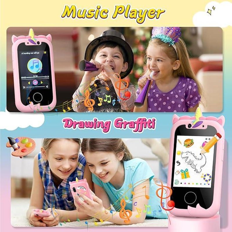 VITCOCO Interactive Smartphone Unicorn - Educational Touchscreen Toy for Kids, Ideal Easter and Birthday Gift with Included SD Card
