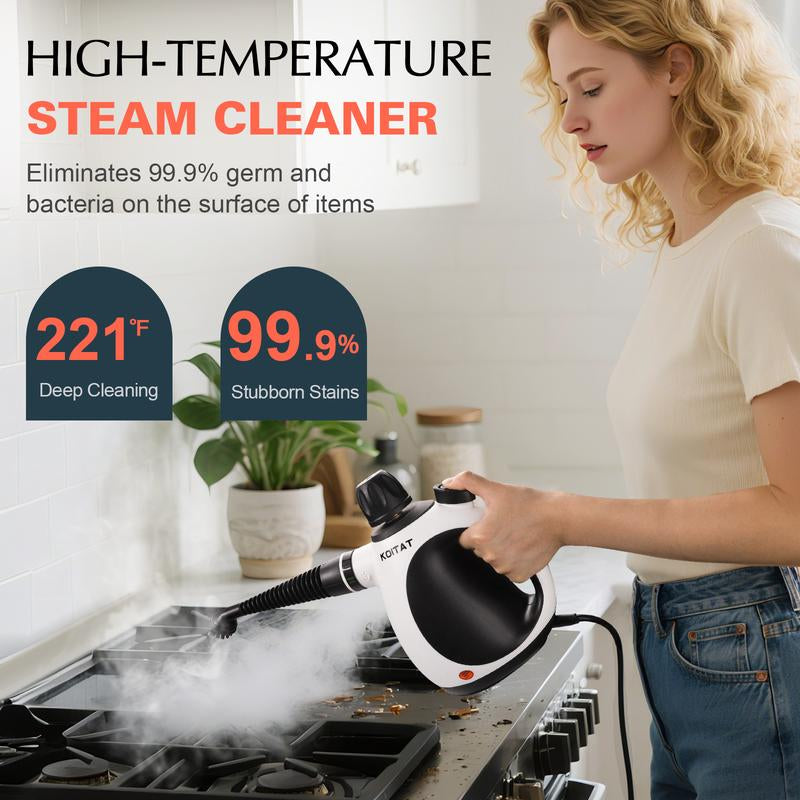 Pressurized Handheld Multi-Surface Natural Steam Cleaner with 10 Pcs Accessories, Steamer for Home Use, Cleaning Floor, Kitchen, Spring Clean Appliances Tool Household