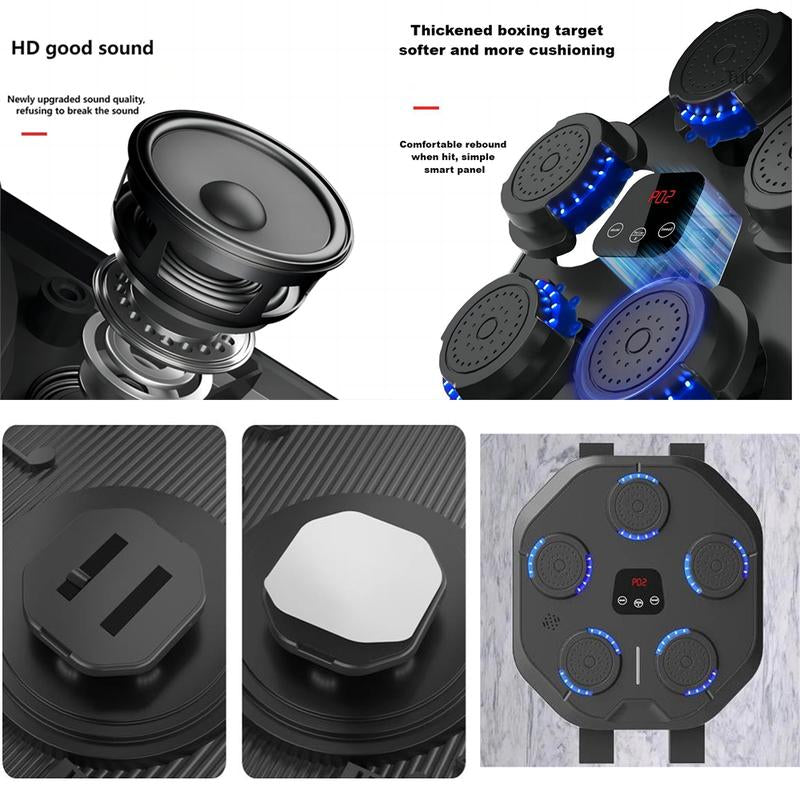 Smart Music Boxing Machine for Home Exercise, LED Boxing Machine with 9 Training Modes, Can Play Bluetooth Music