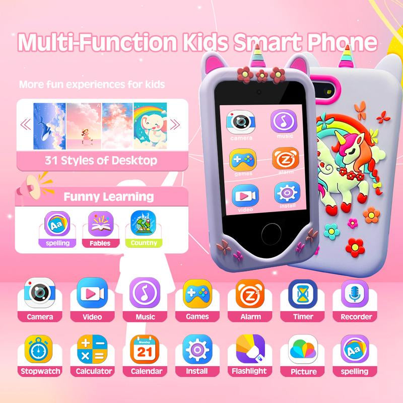 VITCOCO Interactive Smartphone Unicorn - Educational Touchscreen Toy for Kids, Ideal Easter and Birthday Gift with Included SD Card
