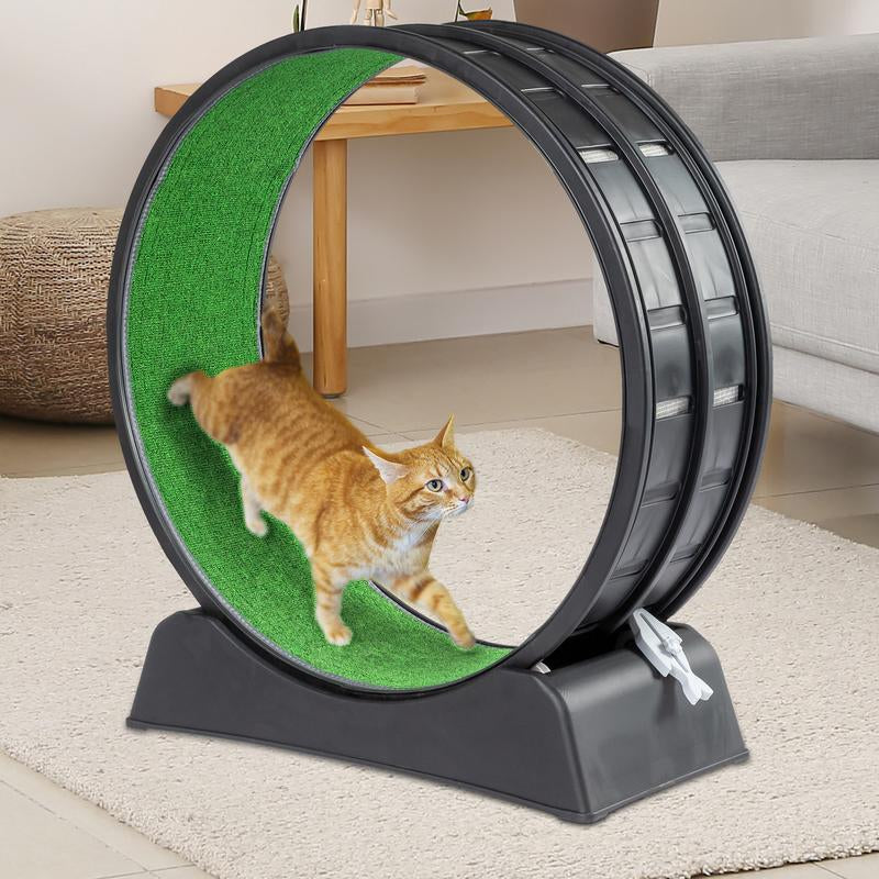 REBUYHOME Cat Exercise Wheel, 39 Inch/31.5 Inch Cat Wheels for Indoor Cats, Cat Treadmill Wheel Exerciser with Carpeted Runway, Plastic Cat Running Wheel for Cats Daily Exercise and Weight Loss, Black