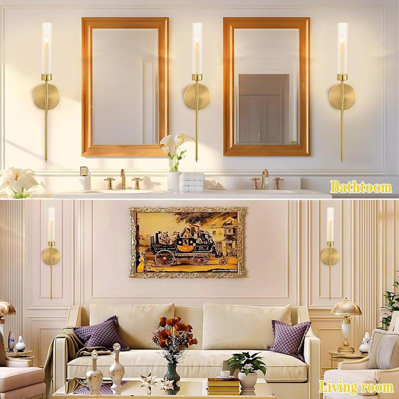 Gold Wall Candle Holder Long Wall Candle Sconces Set of 2 Large Wall Candle Sconce Rustic Home Wall Decoration for Living Room,Dining Room,Bedroom,Fireplace