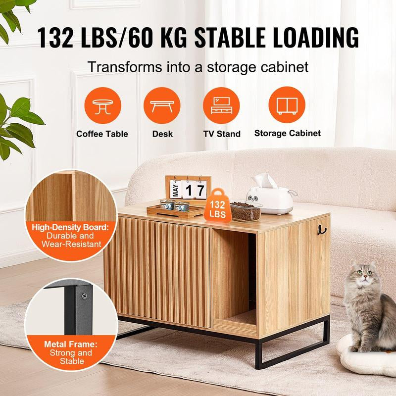 VEVOR Cat Litter Box Enclosure Hidden Litter Box Furniture 31.5"L X 20"W X 22"H