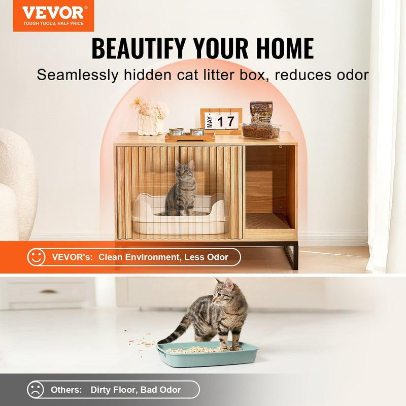 VEVOR Cat Litter Box Enclosure Hidden Litter Box Furniture 31.5"L X 20"W X 22"H