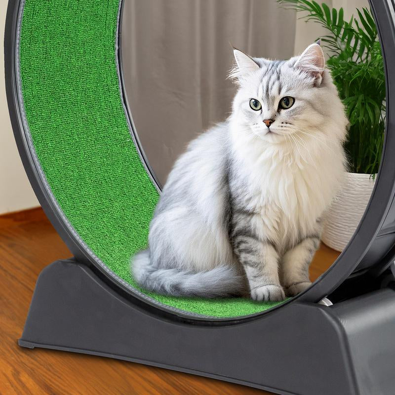 REBUYHOME Cat Exercise Wheel, 39 Inch/31.5 Inch Cat Wheels for Indoor Cats, Cat Treadmill Wheel Exerciser with Carpeted Runway, Plastic Cat Running Wheel for Cats Daily Exercise and Weight Loss, Black
