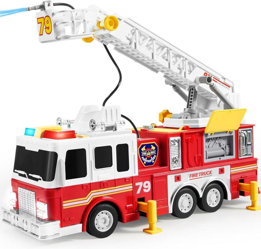 2025 Toys for Kids Extra Large Fire Truck Toys with 33-Inch Ladder Lights, Sirens, and Realistic Features Perfect for Boys & Girls Birthday Gifts for Kids Kids Outdoor Play Tiktokshopbacktoschool