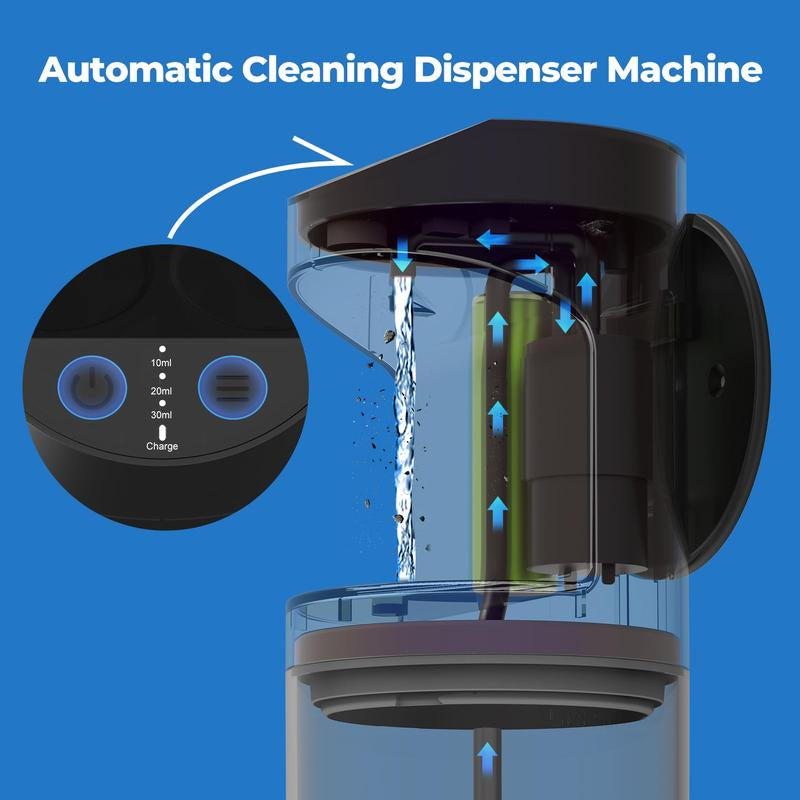 Automatic Mouthwash Dispenser 550Ml (19.35 Oz) for Bathroom with Magnetic Cups 3 Dispensing Levels Long Standby Time Black