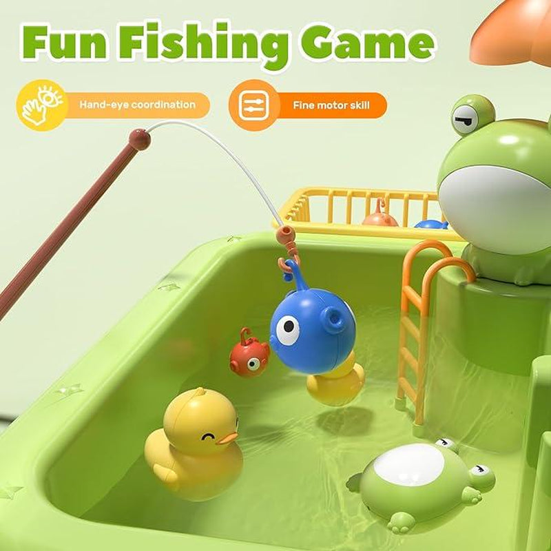 Cute Stone Sink Toys with Upgraded Electric Faucet, Pool Floating Fishing Toys for Water, Kitchen Set Toys